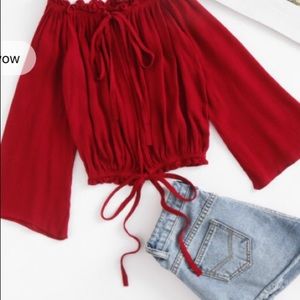 💕BOAT NECKLINE SELF TIE TOP💕